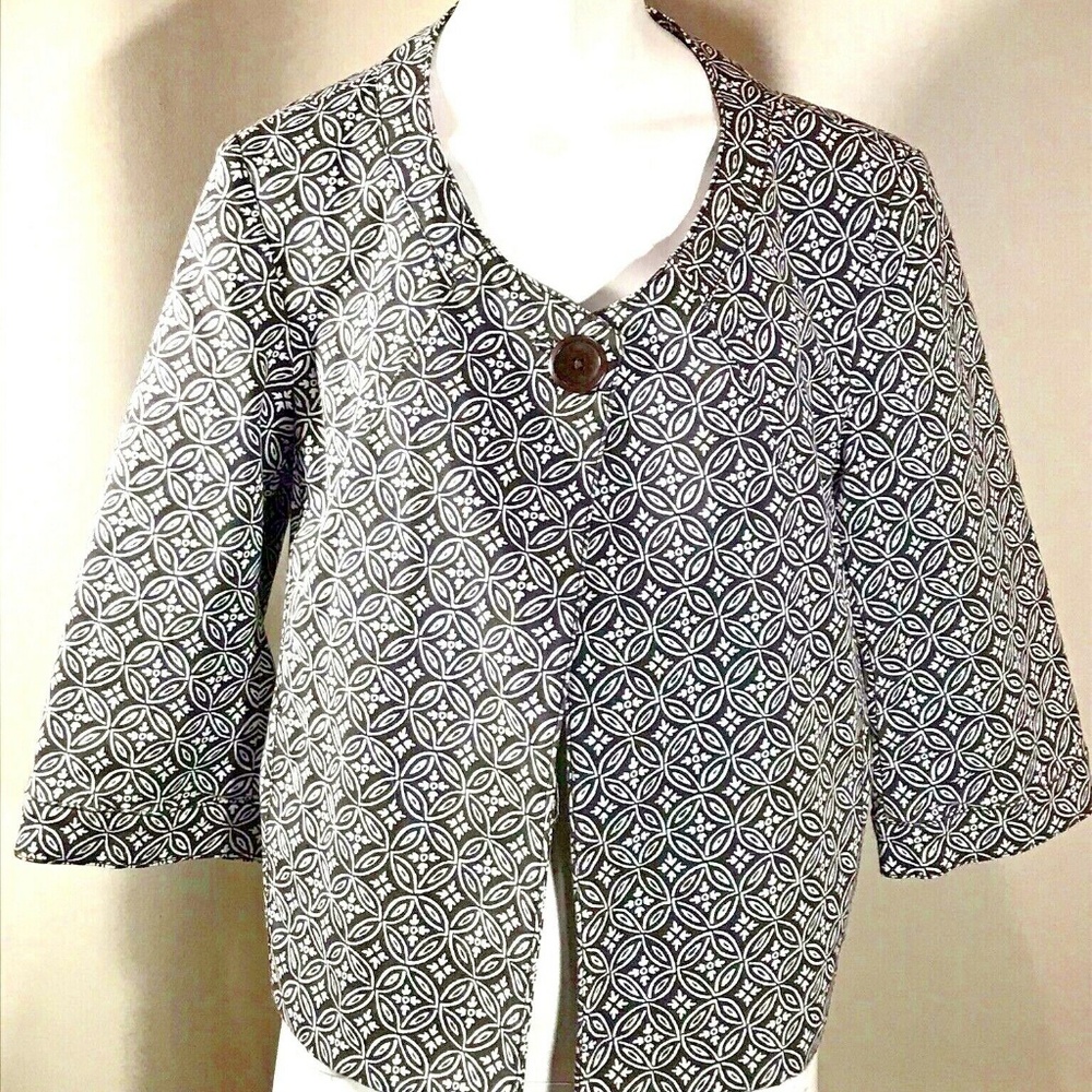 Talbots Women’s Size 12P Blazer Brown White Crop